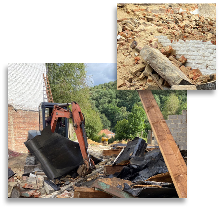 demolition de batiment et gravas