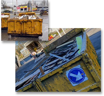 évacuation de déchets de construction dans des containers à Liège