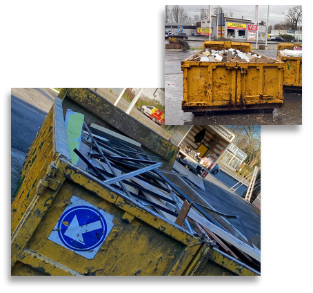 évacuation de déchets de construction dans des containers à Liège
