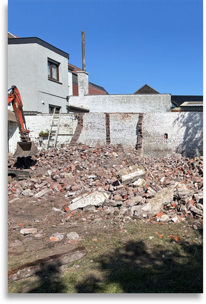 démolition d'une maison mitoyenne dans la région de Liège