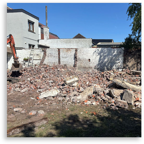 démolition d'un bâtiment à Saint-Nicolas, Liège